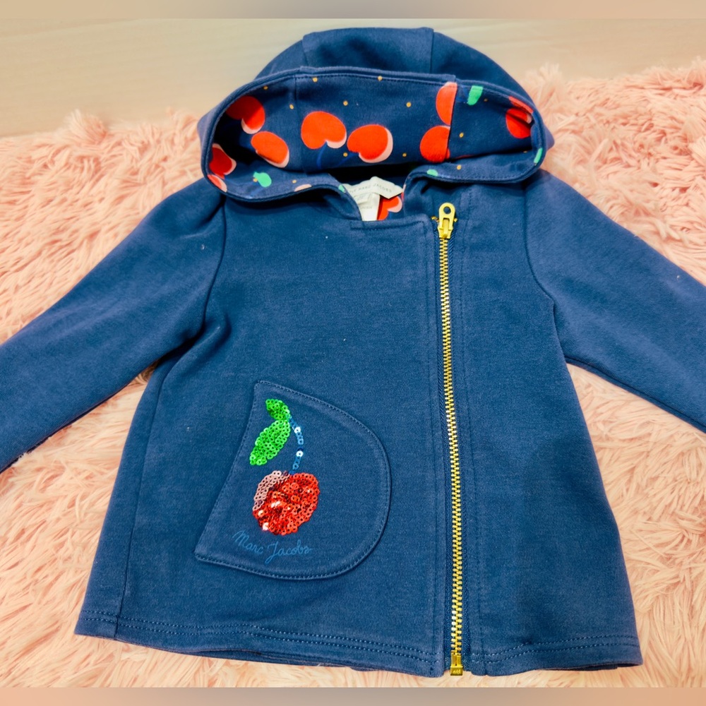 Little Marc Jacobs Toddler's Blue Cozy‎ Warm Jacket Colorful Lining Sz 6mo. EUC